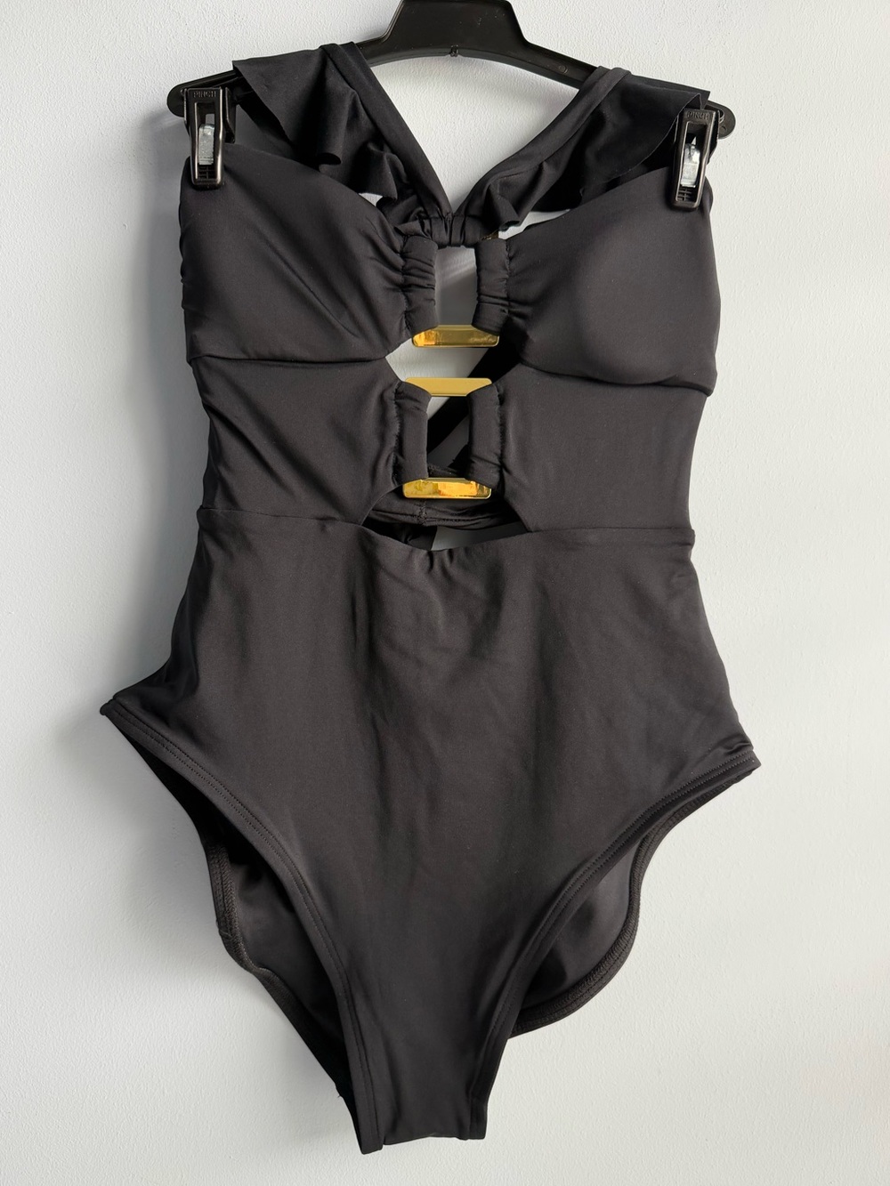 Soluna Swim Women's Black Buckle-Up One-Piece Swimsuit Size Small